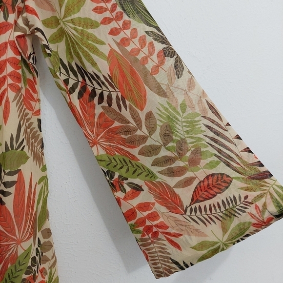 Santé Womens Fall Leaves Print Jeweled V-Neck Tunic Top Plus Size 2X Long Sleeve - Picture 7 of 10